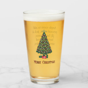 Name, Merry Christmas Vintage Christmas Tree 16oz Glass