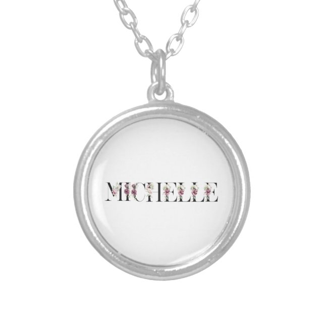 Name Michelle. Silver Plated Necklace (Front)