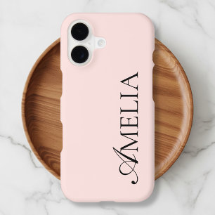 Name Minimalist Girly Blush Pink iPhone Case