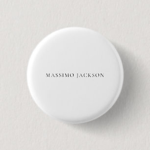 Name Minimalist Modern Plain Simple Black White Button