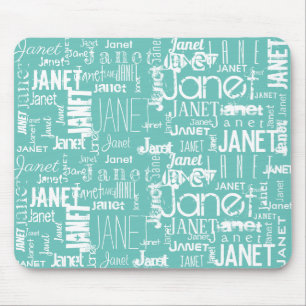 Name Mint Green Word Cloud Personalize Mouse Pad