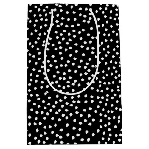 Name Modern Cute Polka Dot Black and White Medium Gift Bag