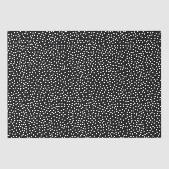 Name Modern Cute Polka Dot Black and White Tissue Paper (Front)
