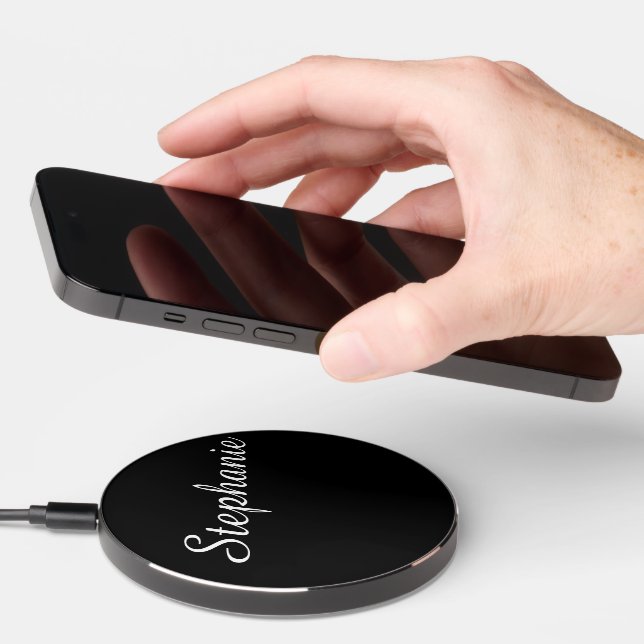 Name, modern elegant typography minimalist wireless charger  (Hand)