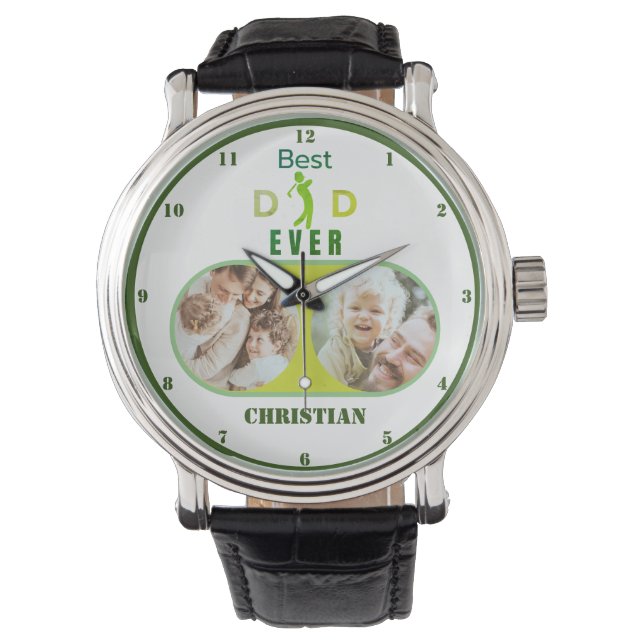 Name Modern Family Photo Best Dad Ever Fathers Day Watch (Front)