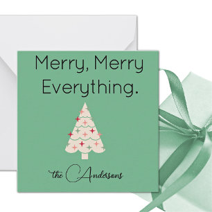 Name Modern Merry Mini Christmas Flat Note Card