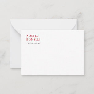 Name Modern Minimalist Professional Plain Casual Note Card