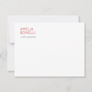 Name Modern Minimalist Professional Plain Casual Note Card