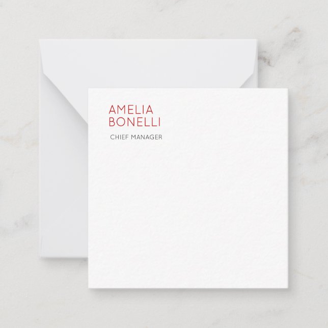 Name Modern Minimalist Professional Plain Casual Note Card (Front)