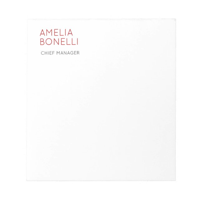 Name Modern Minimalist Professional Plain Casual Notepad (Front)