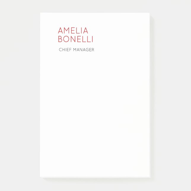Name Modern Minimalist Professional Plain Casual Post-it Notes (Front)