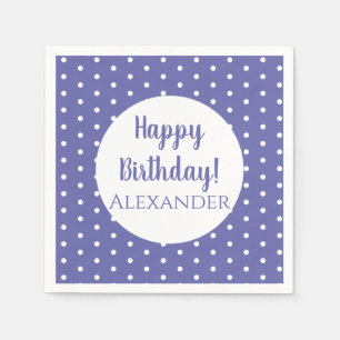 Name Modern Purple Polka Dots Birthday Party Napkins