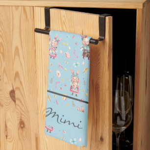 Name, Modern Vintage Blue Easter Kitchen Towel