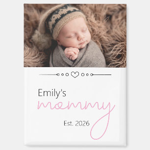 Name Mommy Established Year Photo Script Font Magnet