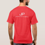 Name Monogram Back Side Design Mens Modern Red T-Shirt<br><div class="desc">Back Side Design Print Monogram Initial Letter Name Template Elegant Trendy Men's Red Basic Dark T-Shirt.</div>