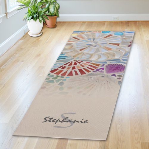 Name Monogram Beach Themed Yoga Mat