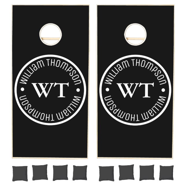 Name Monogram Black Cornhole Set (Set)