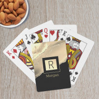 Name & Monogram, Black & Gold Box, Gold Agate