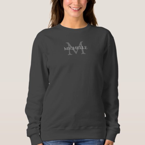 Name Monogram Clothing Apparel Womens Dark Grey Sweatshirt