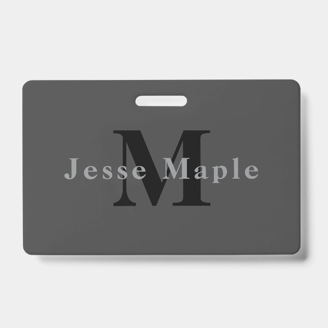 Name & Monogram | Dark Gray Badge (Front)