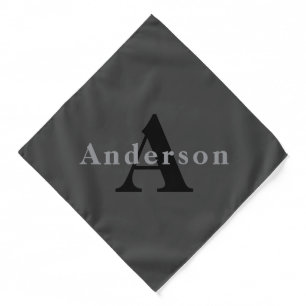 Name & Monogram Dark Gray Bandana