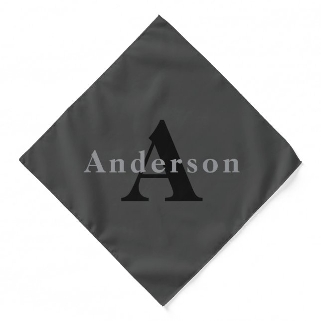 Name & Monogram | Dark Gray Bandana (Front)