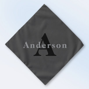 Name & Monogram   Dark Gray Bandana