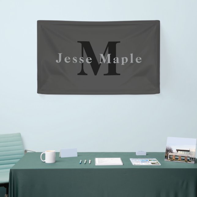 Name & Monogram | Dark Gray Banner (Tradeshow)