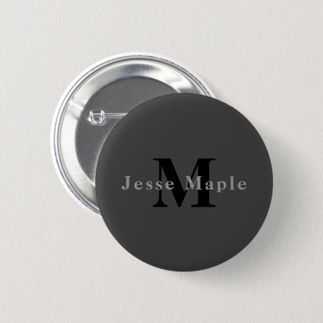 Name & Monogram | Dark Gray Button (Front & Back)