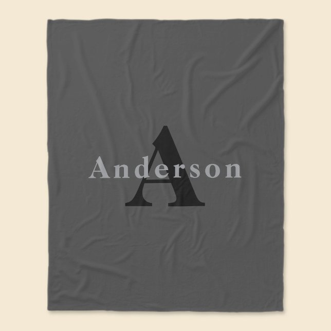 Name & Monogram | Dark Gray Fleece Blanket (Creator Uploaded)