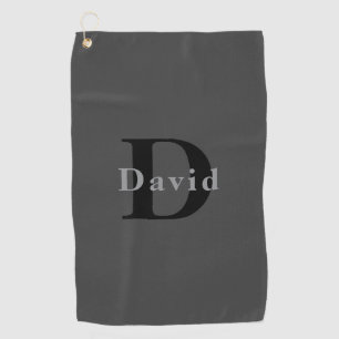 Name & Monogram Dark Gray Golf Towel