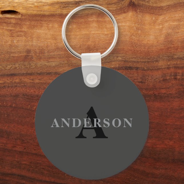 Name & Monogram | Dark Gray Keychain (Front)