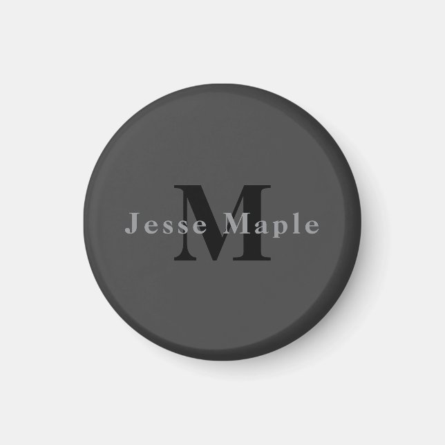 Name & Monogram | Dark Gray Magnet (Front)