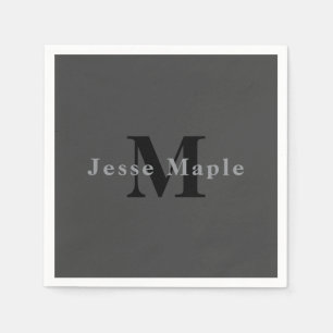 Name & Monogram Dark Gray Napkins