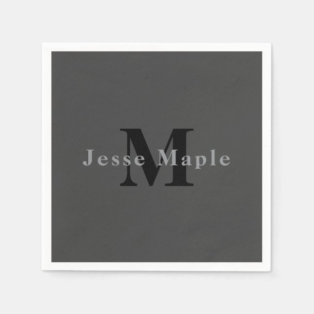 Name & Monogram | Dark Gray Napkins (Front)