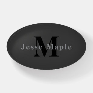 Name & Monogram   Dark Gray Paperweight