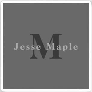 Name & Monogram Dark Gray Sticker