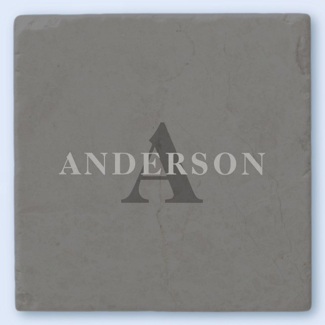 Name & Monogram | Dark Gray Stone Coaster (Creator Uploaded)
