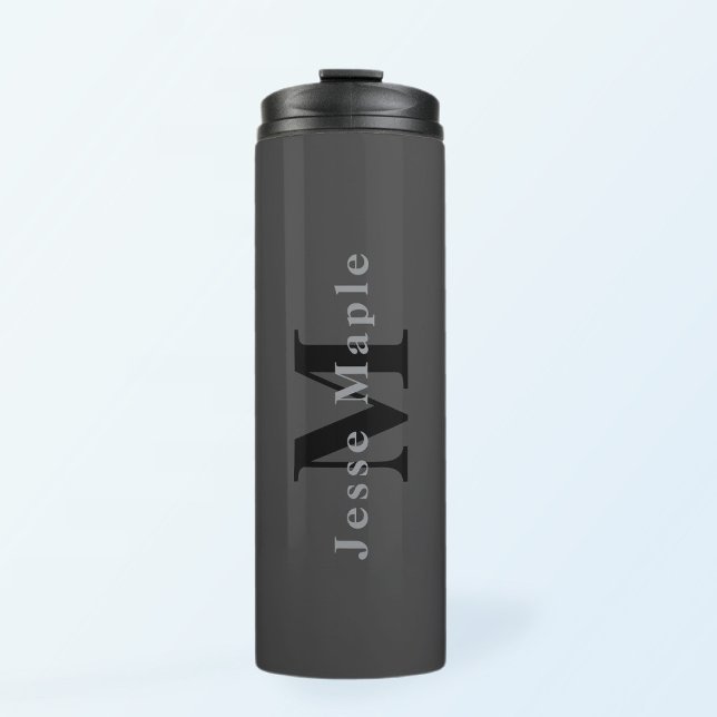 Name & Monogram | Dark Gray Thermal Tumbler (Creator Uploaded)