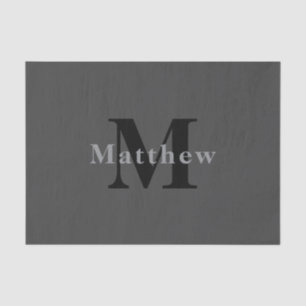 Name & Monogram   Dark Gray Tissue Paper