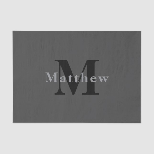 Name & Monogram | Dark Gray Tissue Paper (Front)