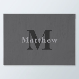 Name & Monogram   Dark Gray Tissue Paper