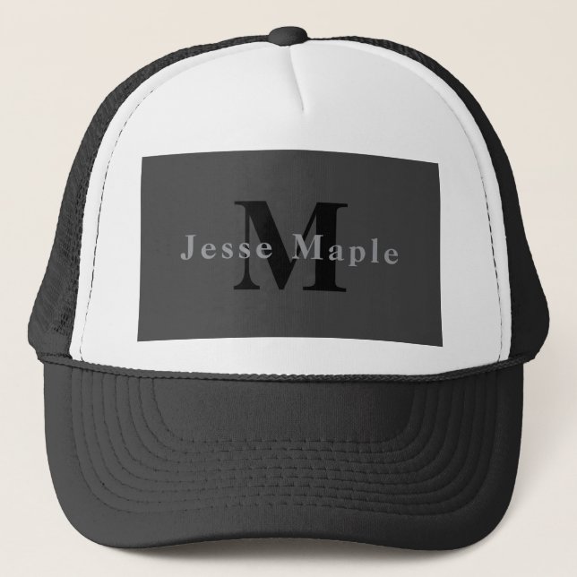 Name & Monogram | Dark Gray Trucker Hat (Front)