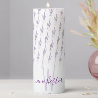 Name Monogram Farmhouse Lavender Flower Pattern