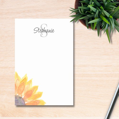 Name Monogram Floral Post_it Notes