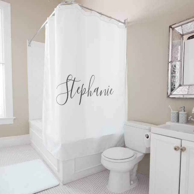 Name Monogram Grey White Elegant Custom Color Shower Curtain (In Situ)