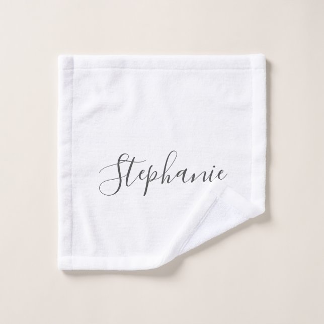 Name Monogram Grey White Elegant Custom Color Wash Cloth (Wash Cloth)