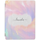 Name Monogram Holographic Princess Pink iPad Smart Cover (Front)
