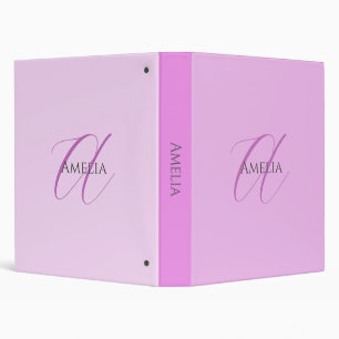 Name Monogram Initial Letter Orchid & Lilac 3 Ring Binder