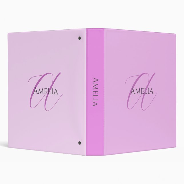 Name Monogram Initial Letter Orchid & Lilac 3 Ring Binder (Background)